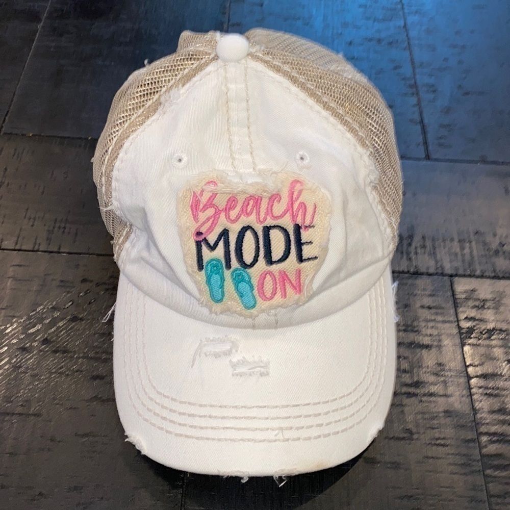 Kbethos Vintage Beach Mode On White Mesh Pool Cap